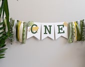 Wild One Birthday High Chair Banner Lion King Party for Boy Green Gold Safari Jungle Theme Sign First Anniversary Decorations