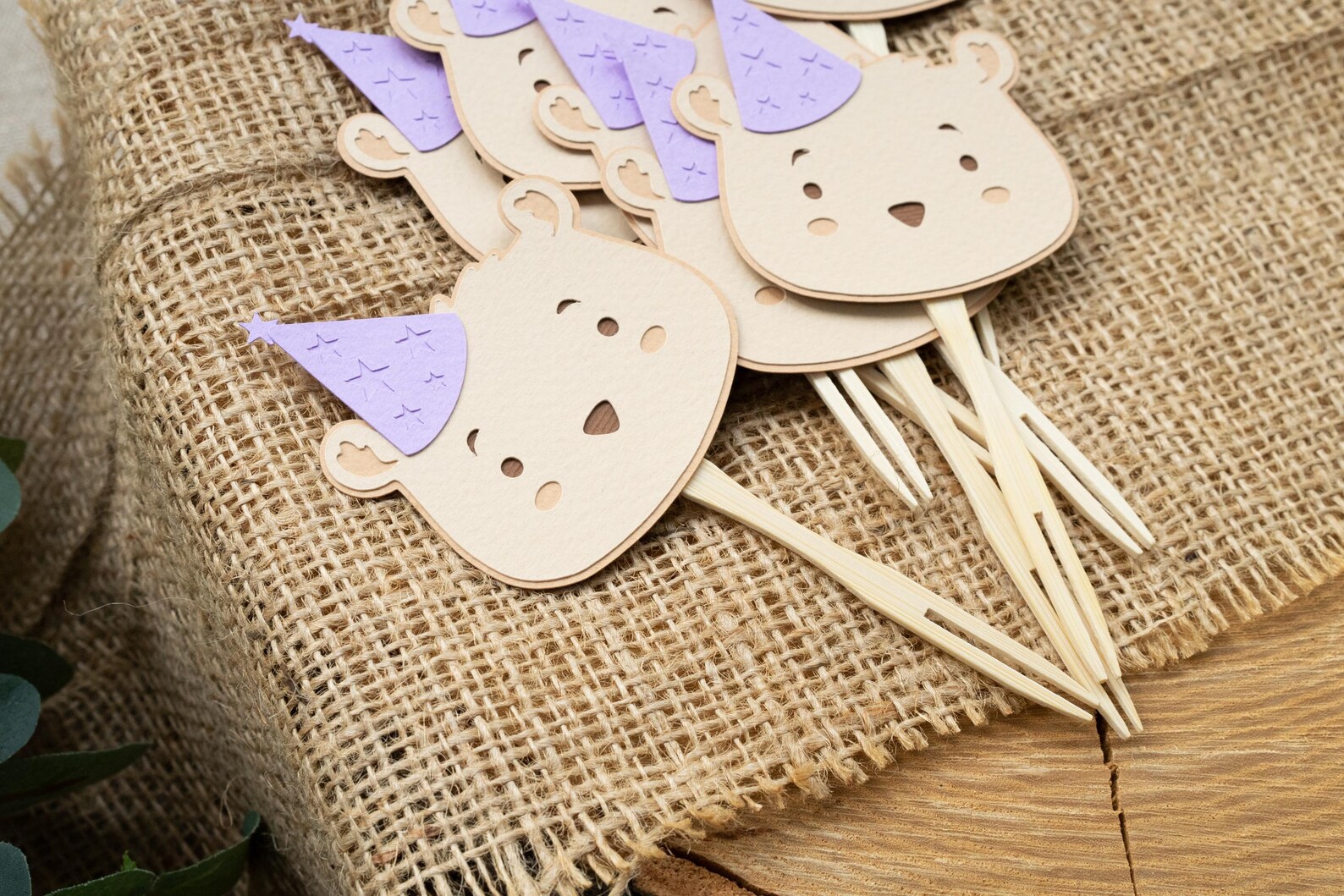Teddy Bear Cupcake Toppers Baby Girl 1st Birthday Picnic Party or Baby ...