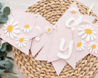 Daisy Theme Party Happy Birthday Sign Groovy One Party Flower Power Wildflower Cute Retro Boho Decor