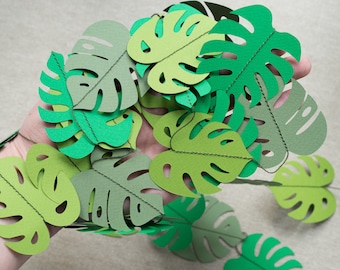Wimpelkette mit Monstera Blättern aus Papier