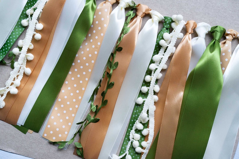 Greenery Ribbon Garland Fabric Tassel Bunting for Rustic Etsy