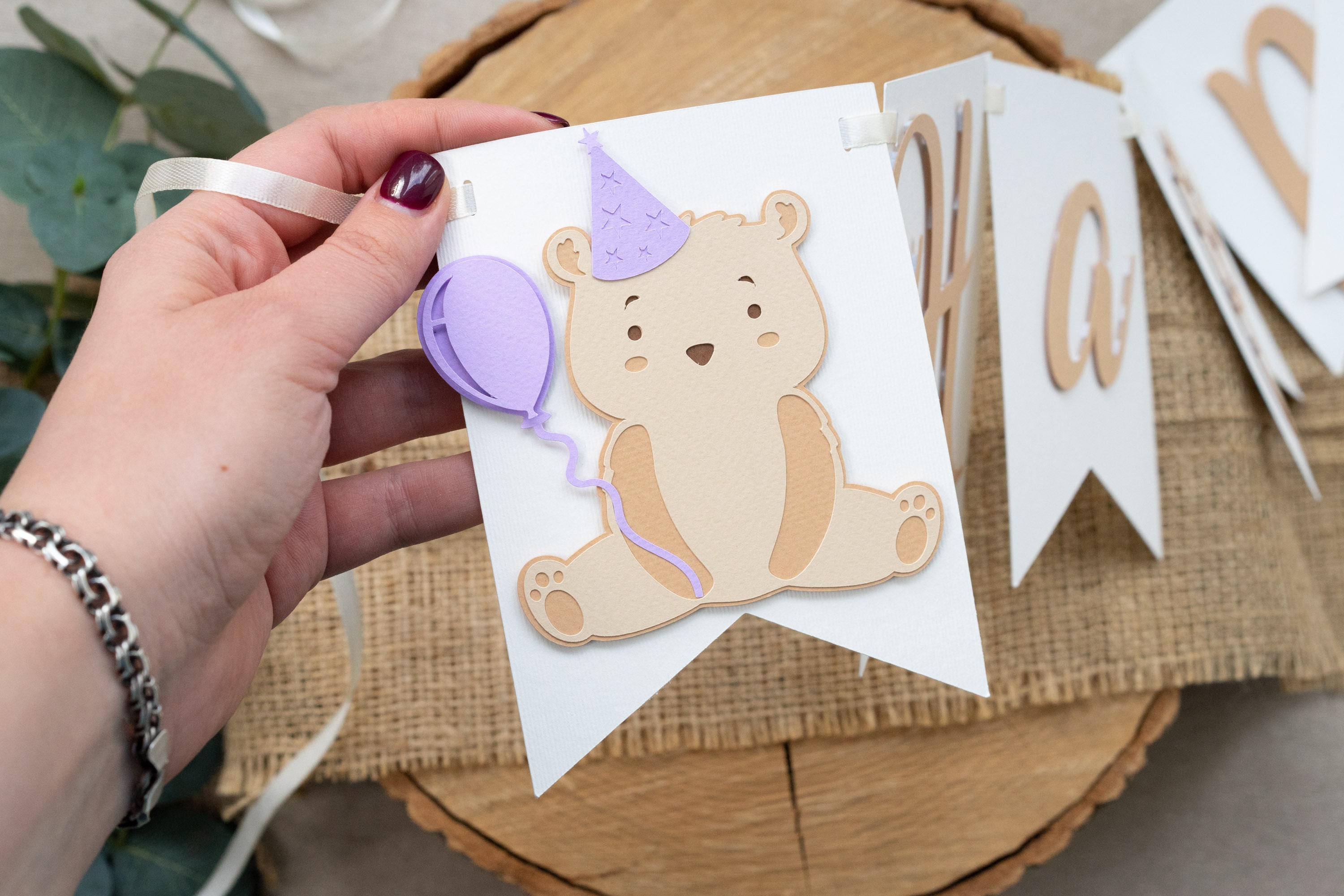 Teddy Bear Birthday Party Banner for 1st First Baby Girl Anniversary ...