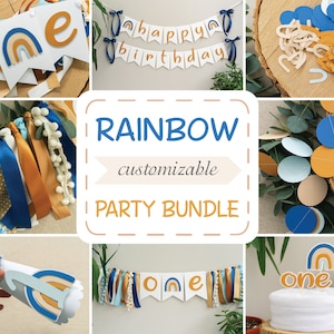 Boho Rainbow First Birthday Party Bundle