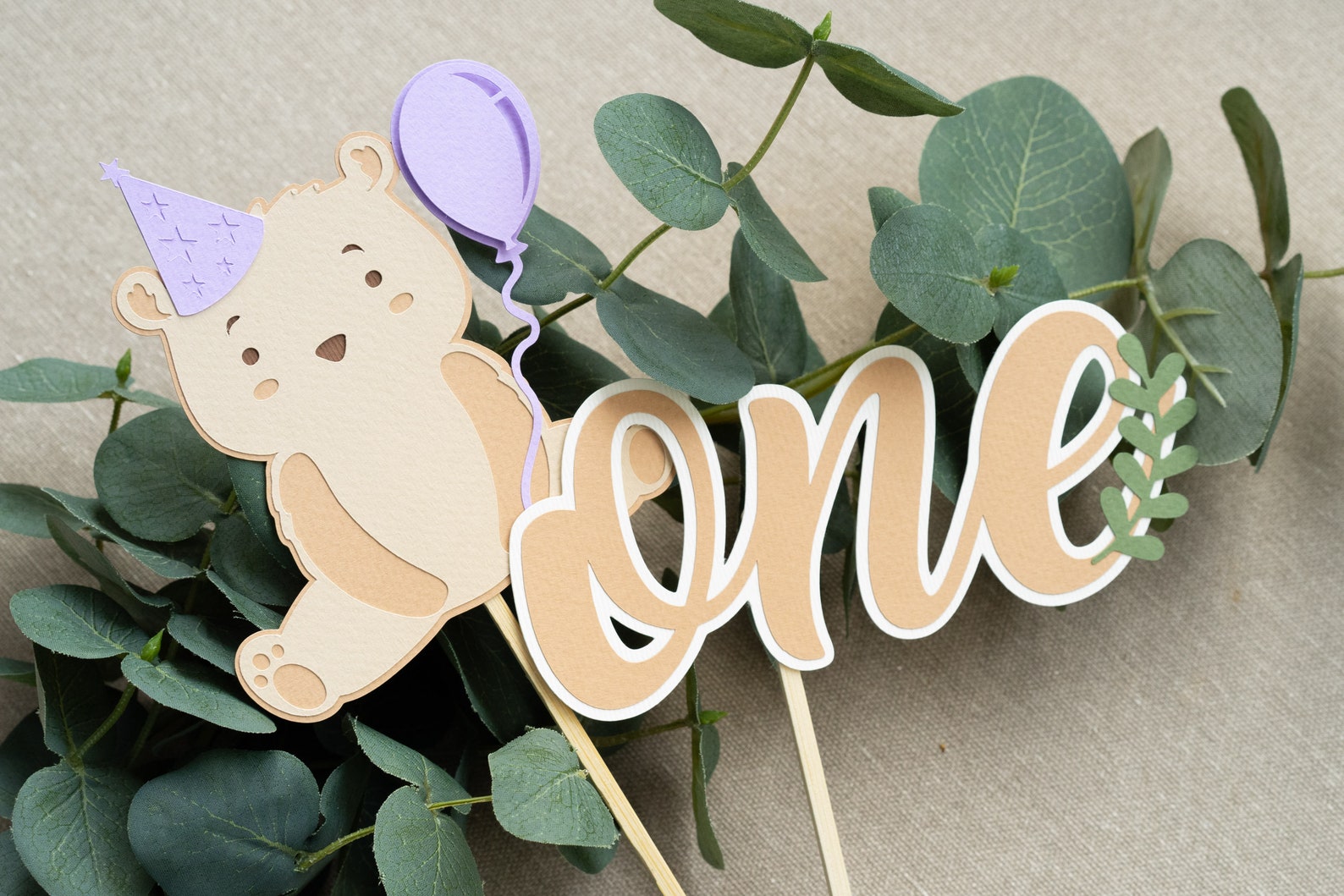 Teddy Bear Birthday Decorations Baby Girl 1st First Party Bundle Violet ...