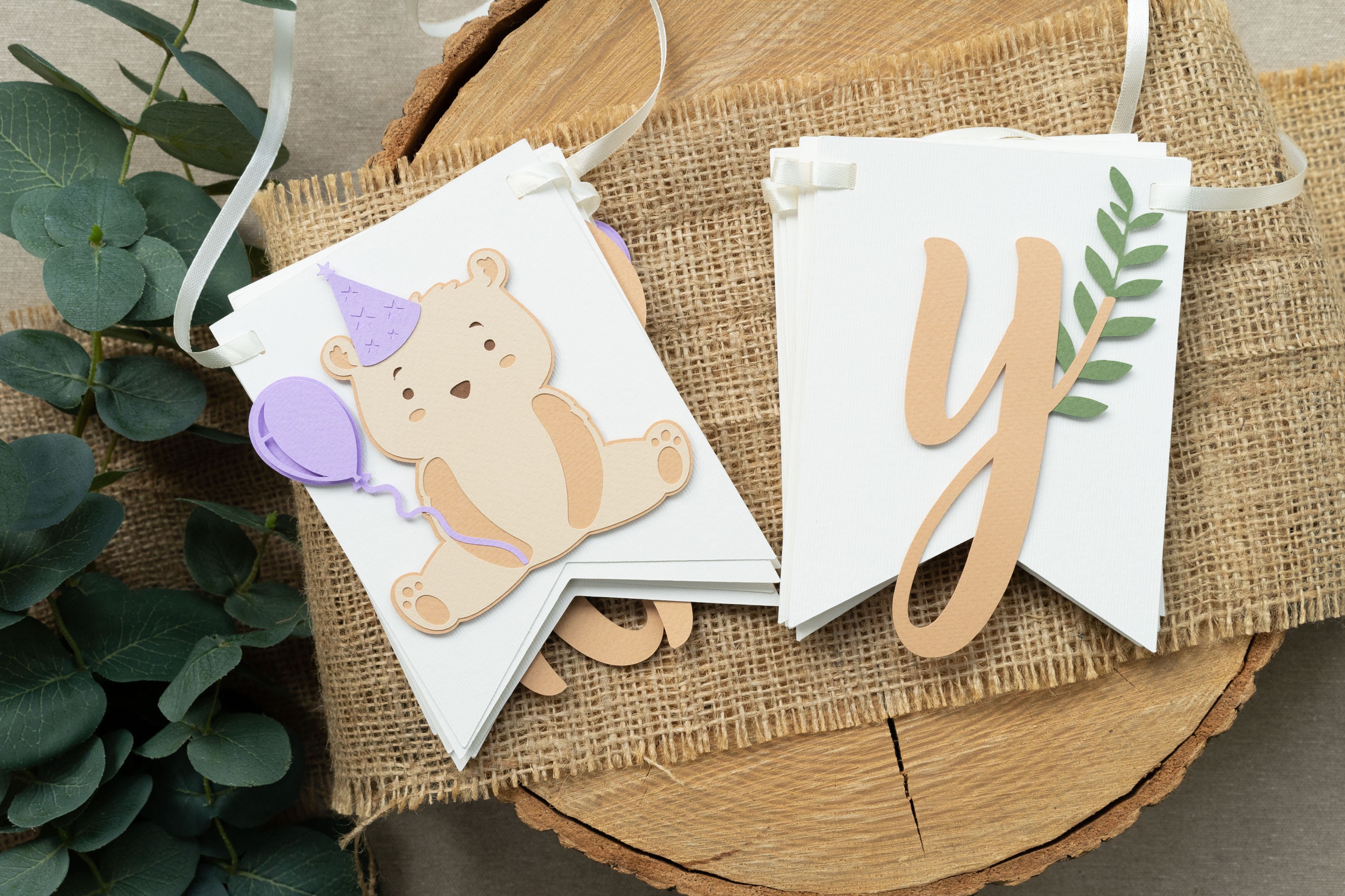 Teddy Bear Birthday Party Banner for 1st First Baby Girl Anniversary ...