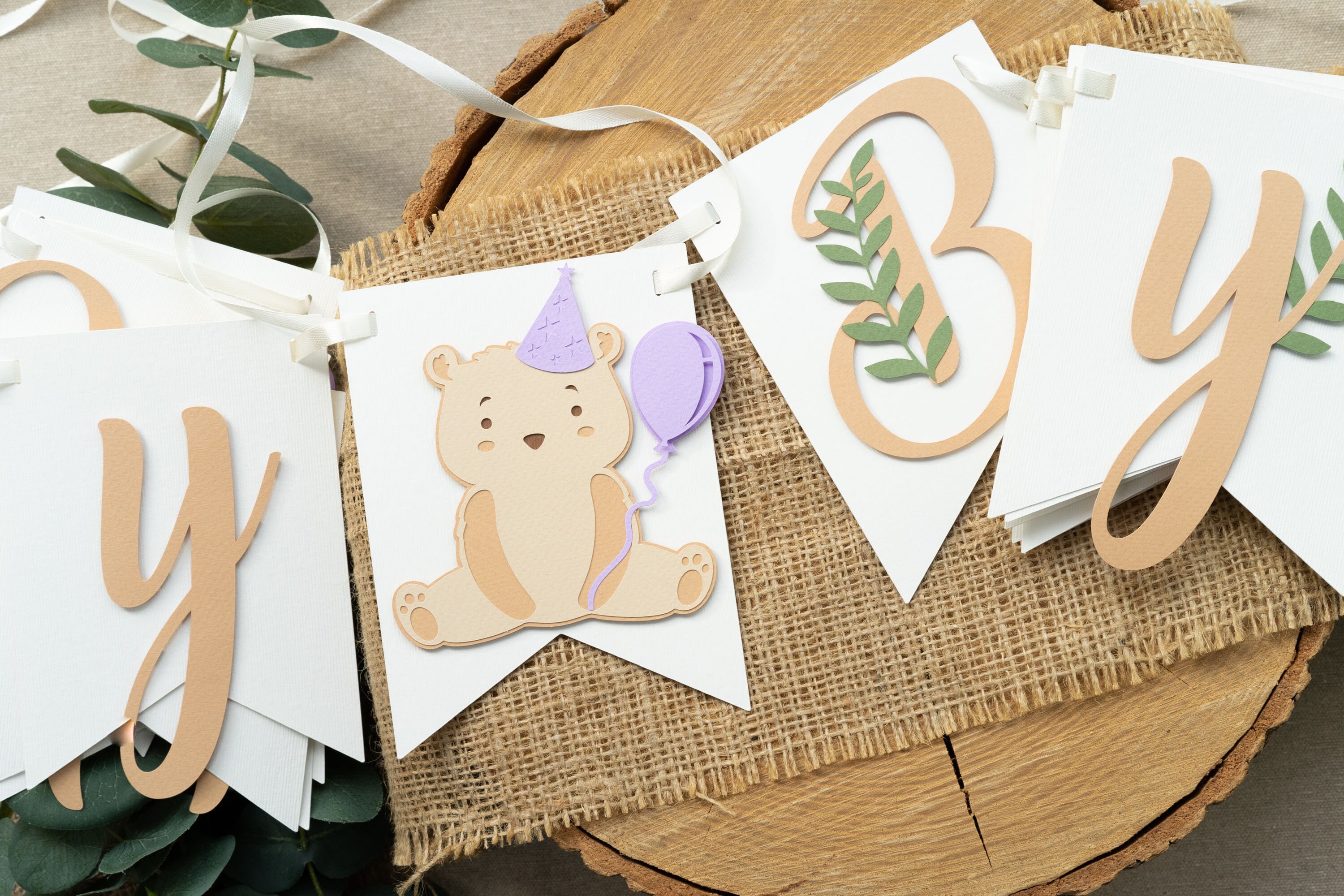 Teddy Bear Birthday Decorations Baby Girl 1st First Party Bundle Violet ...