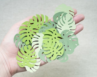 Monstera Tropical Confetti Paper Leaf Cutouts Table Party Decorations