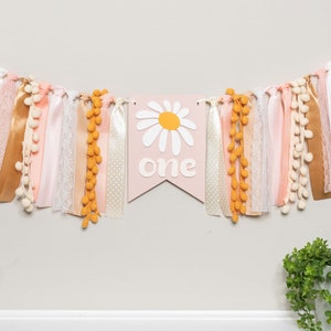 Daisy One Banner High Chair Sign 1st Birthday Garland Cute Groovy ...