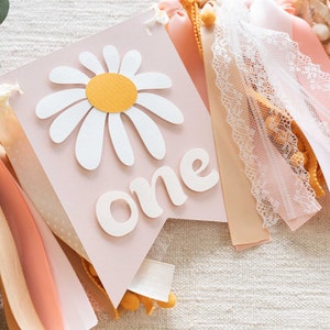 Buy Daisy One Banner High Chair Sign 1st Birthday Garland Cute Groovy ...