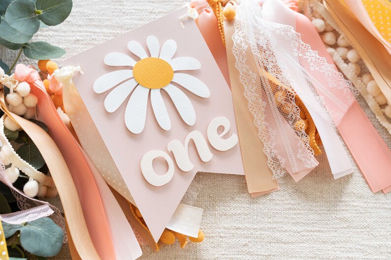 Daisy One Banner High Chair Sign 1st Birthday Garland Cute Groovy ...