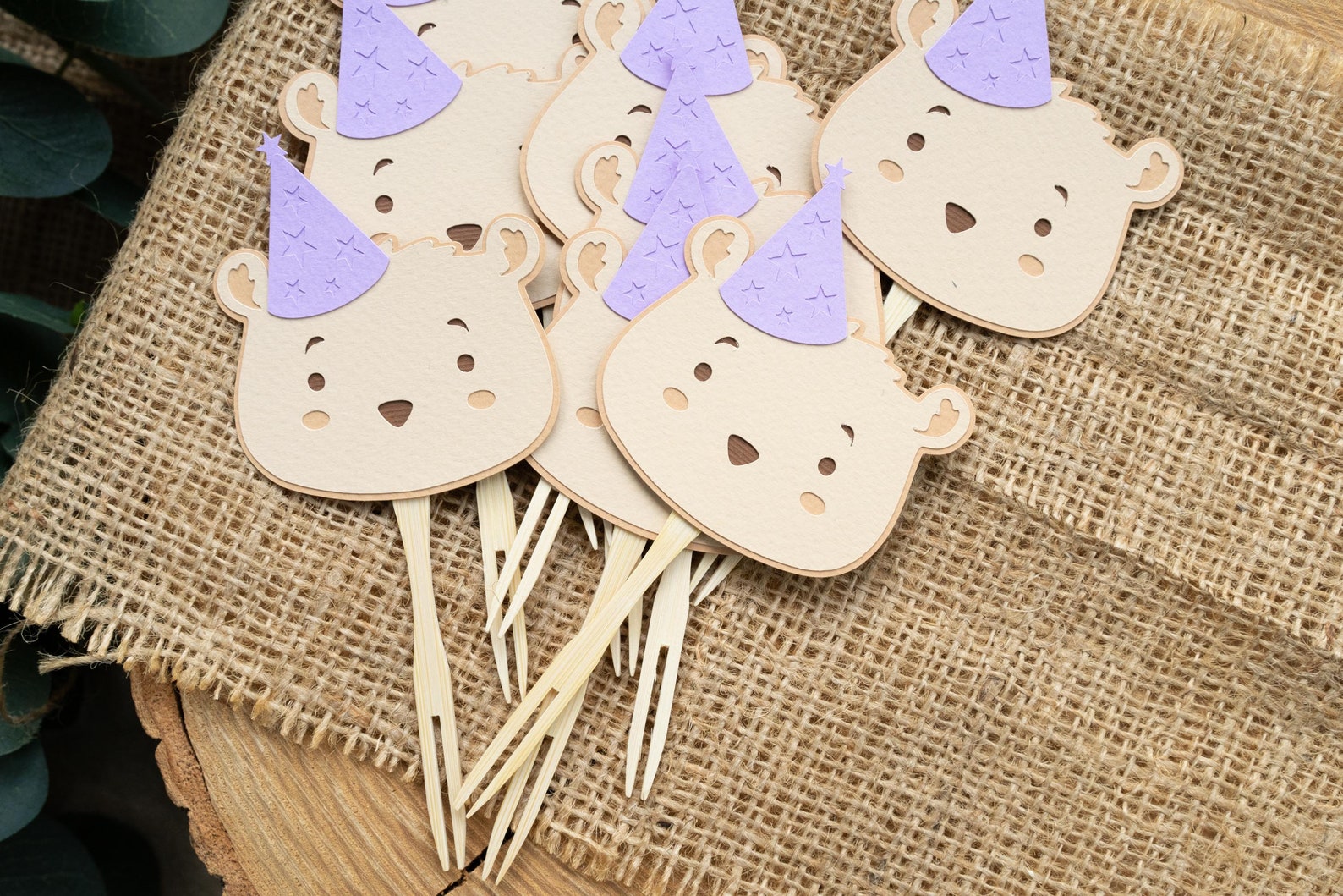 Teddy Bear Cupcake Toppers Baby Girl 1st Birthday Picnic Party or Baby ...