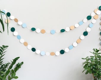 Backdrop Paper Circle Bunting Forest Green and Blue for Teddy Bear Picnic or Cake Smash & Baby Shower Party