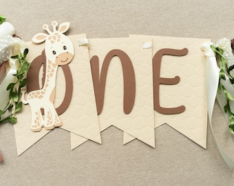 Giraffe High Chair Banner 1st Birthday Decorations, Safari First Birthday Jungle Party Highchair Banner