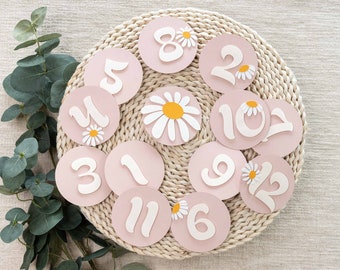 Daisy Photo Banner One Year Birthday Milestones Groovy Flower Power Party