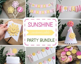 You Are My Sunshine First Birthday Girl Party Package Baby Pink Yellow