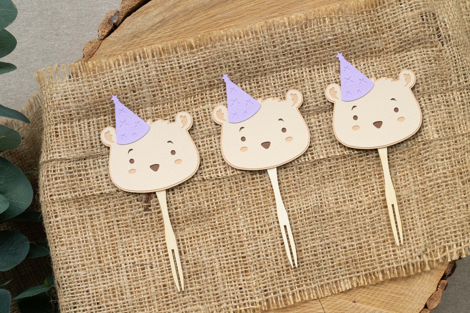 Teddy Bear Cupcake Toppers Baby Girl 1st Birthday Picnic Party or Baby ...