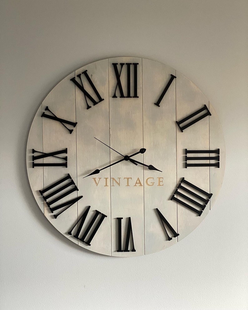 Large Wooden Wall Clock, Vintage Old Style, Handmade. 60 Cm, 23.6 Inch ...