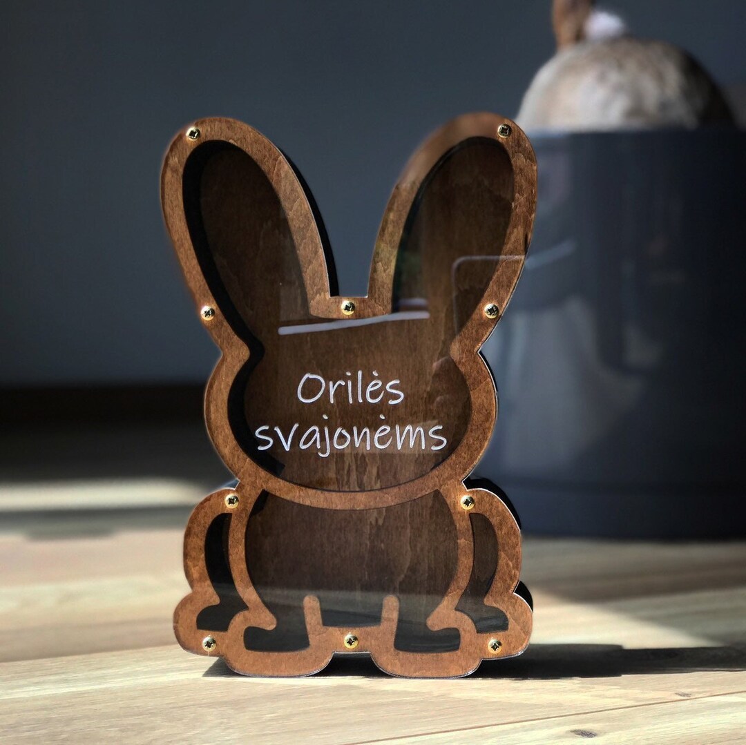 Piggy Bank Rabbit for Kids Laser Cut File - Svg+dxf+ai+lightburn ...