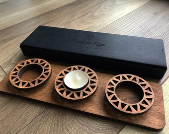 Wooden tealight Holder set 4 Styles DIY - Laser Cut File - SVG+DXF+Ai+Lightburn - Instant Download