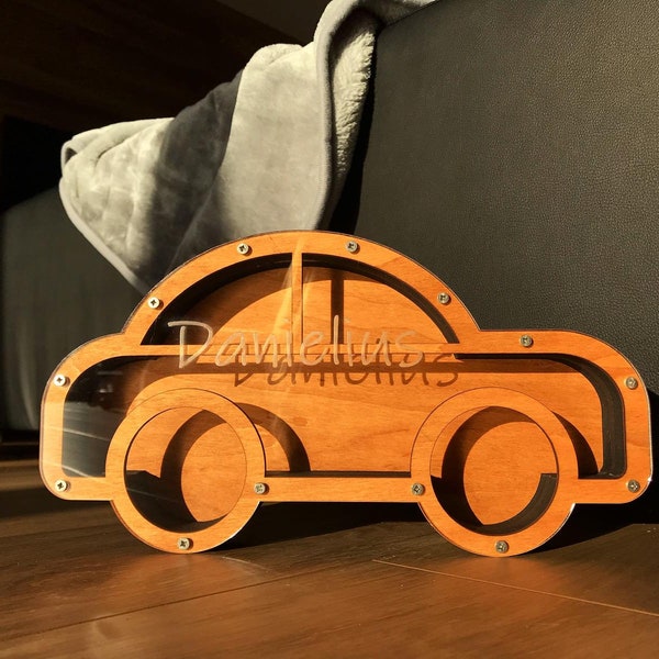 Piggy Bank CAR Kids  Laser Cut File - SVG+DXF+Ai+Lightburn - Instant Download