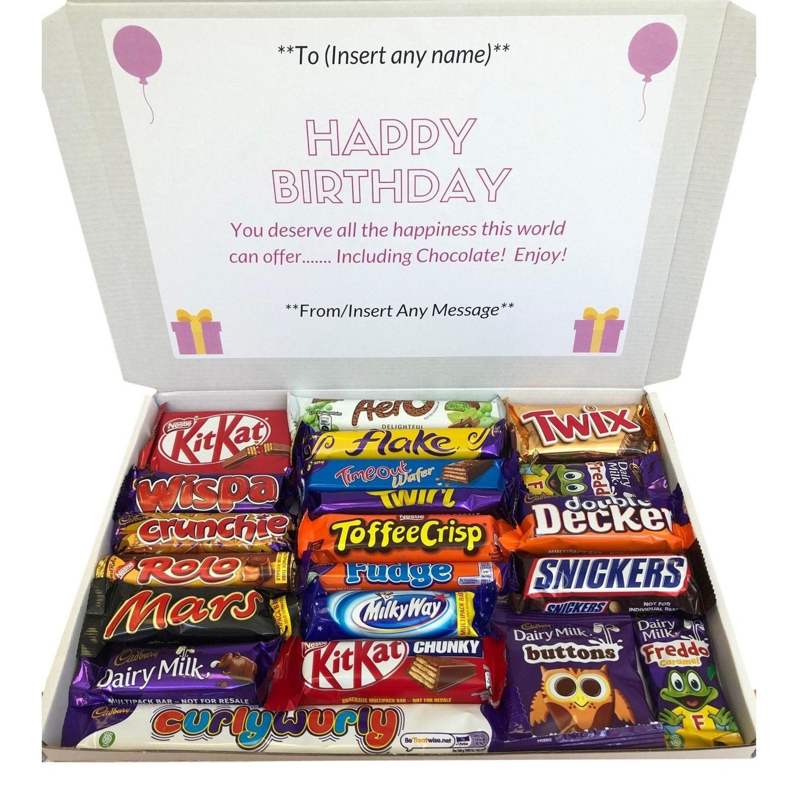 Happy Birthday 21 Bar Chocolate Letterbox Gift. Personalised Etsy