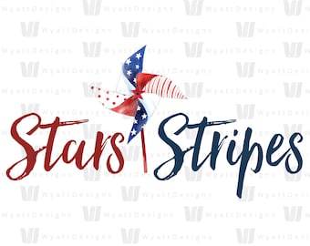 Stars & Stripes Patriotic Graphic, PNG, Instant Download, Sublimation Design, Clipart