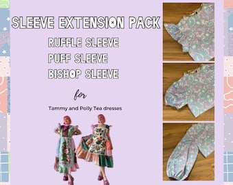 Sleeve Extension Pack for Polly Tea and Tammy Dress Sewing Pattern Sizes XS-5XL | Upcycle Dress Sewing Pattern | Downloadable PDF |