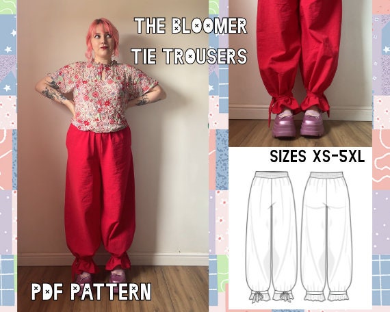 【S/E/O】 WIDE BLOOMER PANTS PINK STRIPE Striped Pants, Red Pink Striped Trousers, Pink Trousers