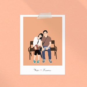 Ritratto di coppia / Illustrazione di cartoni animati / Stampa digitale personalizzata per la famiglia / Regalo personalizzato per matrimonio e anniversario / Amici, ritratto di animali domestici