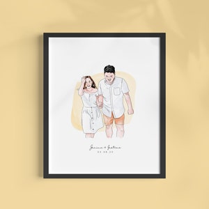 AANGEPASTE paar portret cadeau handgetekende digitale print / gepersonaliseerde verjaardag en huwelijkscadeau voor man, vrouw, vriend / aquarel