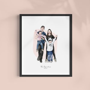 CUSTOM Family Portrait Digital Hand Drawn / Personalized Anniversary Wedding Present / Gift For Mum Dad Brother Sister / Pet Illustration