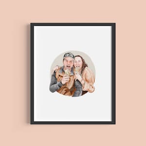 CUSTOM Couple Portrait Gift Hand Drawn Digital Print / Personalized Anniversary & Wedding Gift for Husband, Wife, Boyfriend / Watercolor image 8