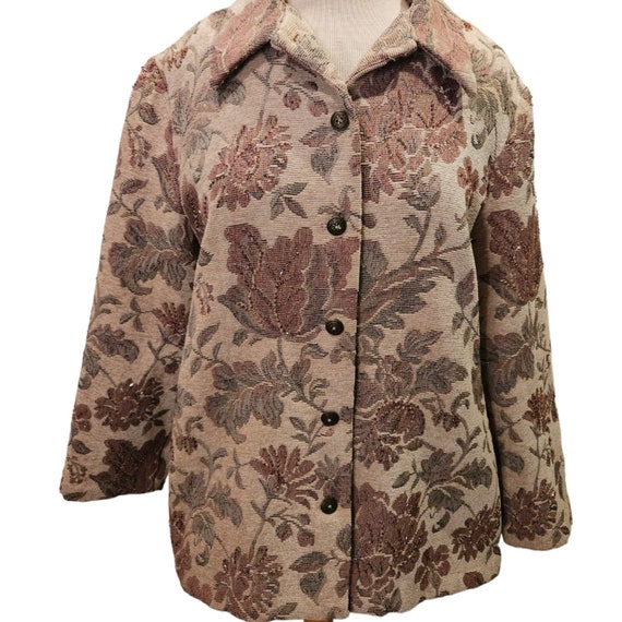 Alfred Dunner Vintage Floral Beaded Jacket - image 1