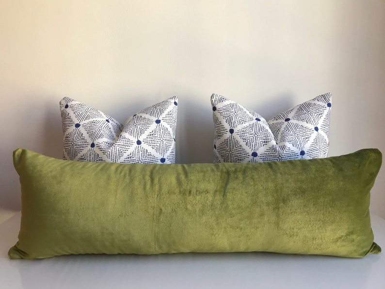SALE Olive Green Velvet Long Lumbar Throw Pillow Cover 14x36 Etsy