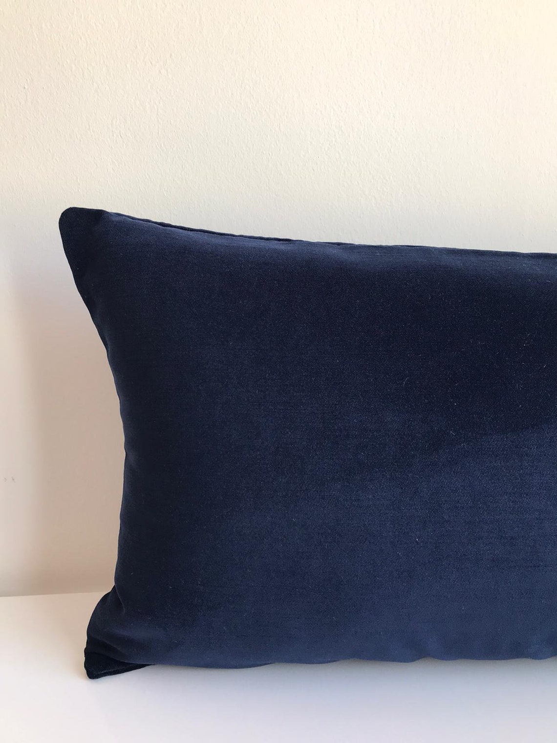 SALE Navy Blue Velvet Pillow Cover Lumbar Pillow Long Etsy