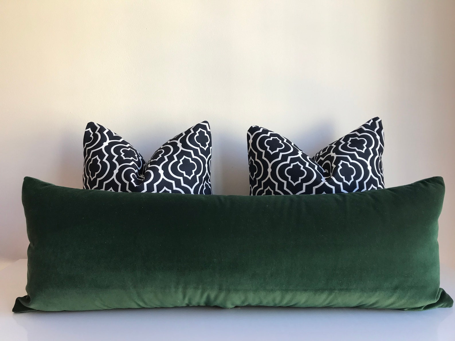 emerald green velvet lumbar pillow