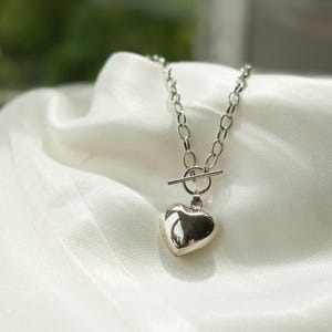 Sterling Silver Heart Choker Necklace – Everyday Bold Punk Style Y2K Chain Jewelry