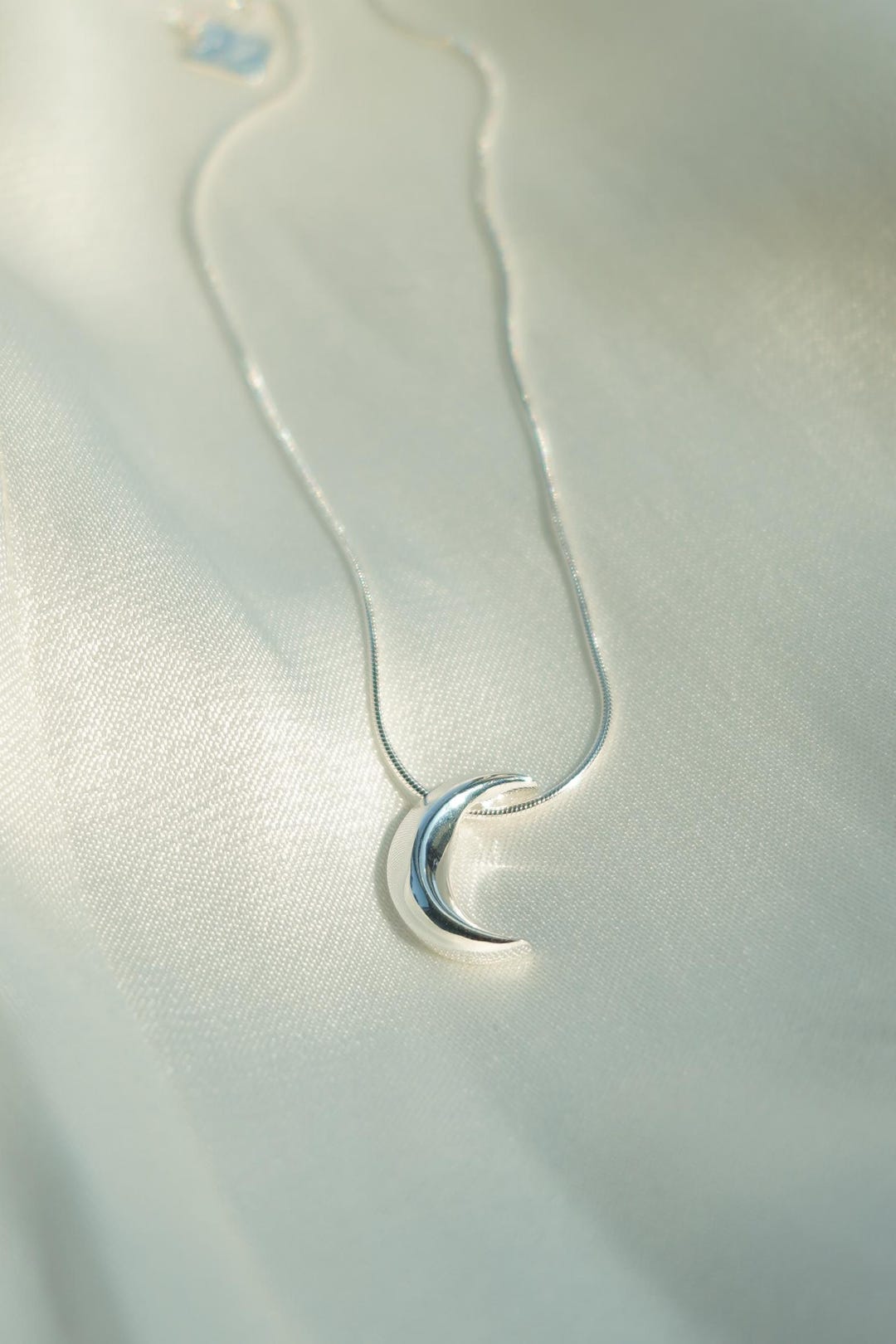 Sterling Silver Crescent Moon Necklace: Dainty Celestial Pendant - Etsy