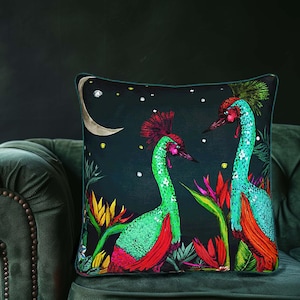 The Palm and the Peacock, Square Velvet 50cm x 50cm Cushion, Season 2
