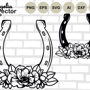 Fichiers fer à cheval, fer à cheval floral, fichiers coupe fer à cheval, western, dessins Svg ferme, fleurs, porte-bonheur, sports équestres, cheval d'écurie