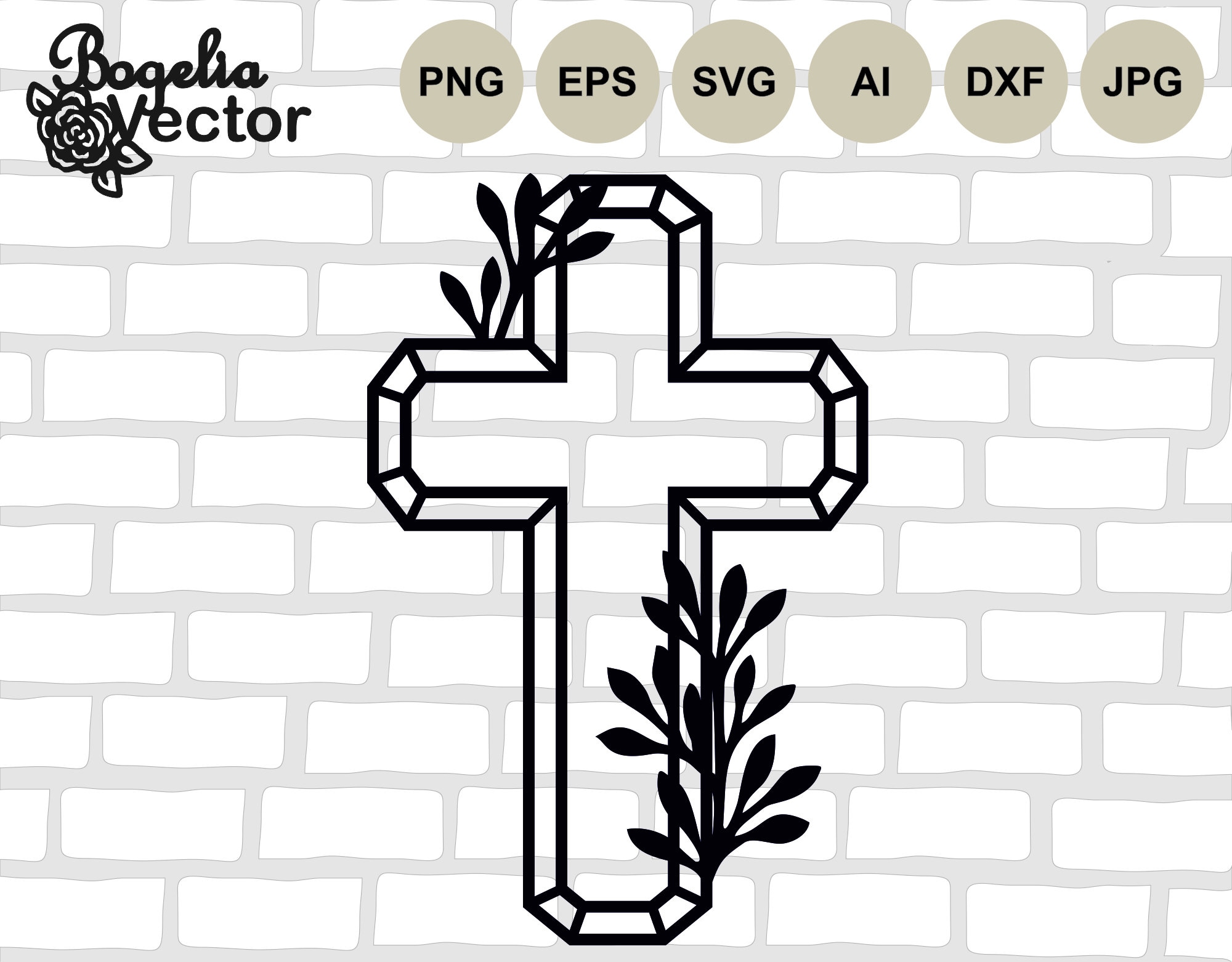Cross With Leaves Svg Cross Cut File Easter Signs - Etsy