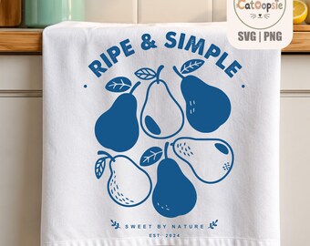 Reife und schlichte Birne (SVG/PNG), Obst-Küchenbild, Wanddeko im Landhausstil, Lasergravurdatei, Cricut-Schnittdatei, Vintage-Birnendesign