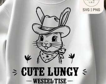 Süße Kaninchen Cowboy SVG, Western Kaninchen SVG, Cowboy Bunny PNG, Bauernhof Tier Clipart, Country Western Cricut Cut Datei