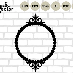 Frame Svg file, Circle Frame Svg, Frame cut file, Round Frame, Beads Frame, Monogram Frame, Wedding, Birthday, Cricut, Laser Cut File