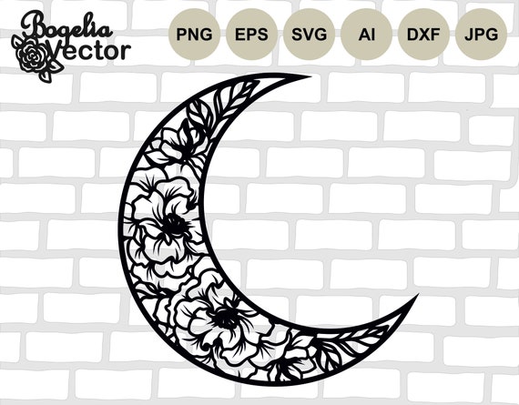 Crescent Moon SVG, Crescent Moon Cut File, Moon Vector, Moon Clipart,  Crescent Moon Illustration Design Outline, Cricut, Silhouette, PNG