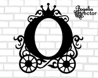 Princess Carriage Monogram Frame SVG, gesneden bestanden (digitale download)