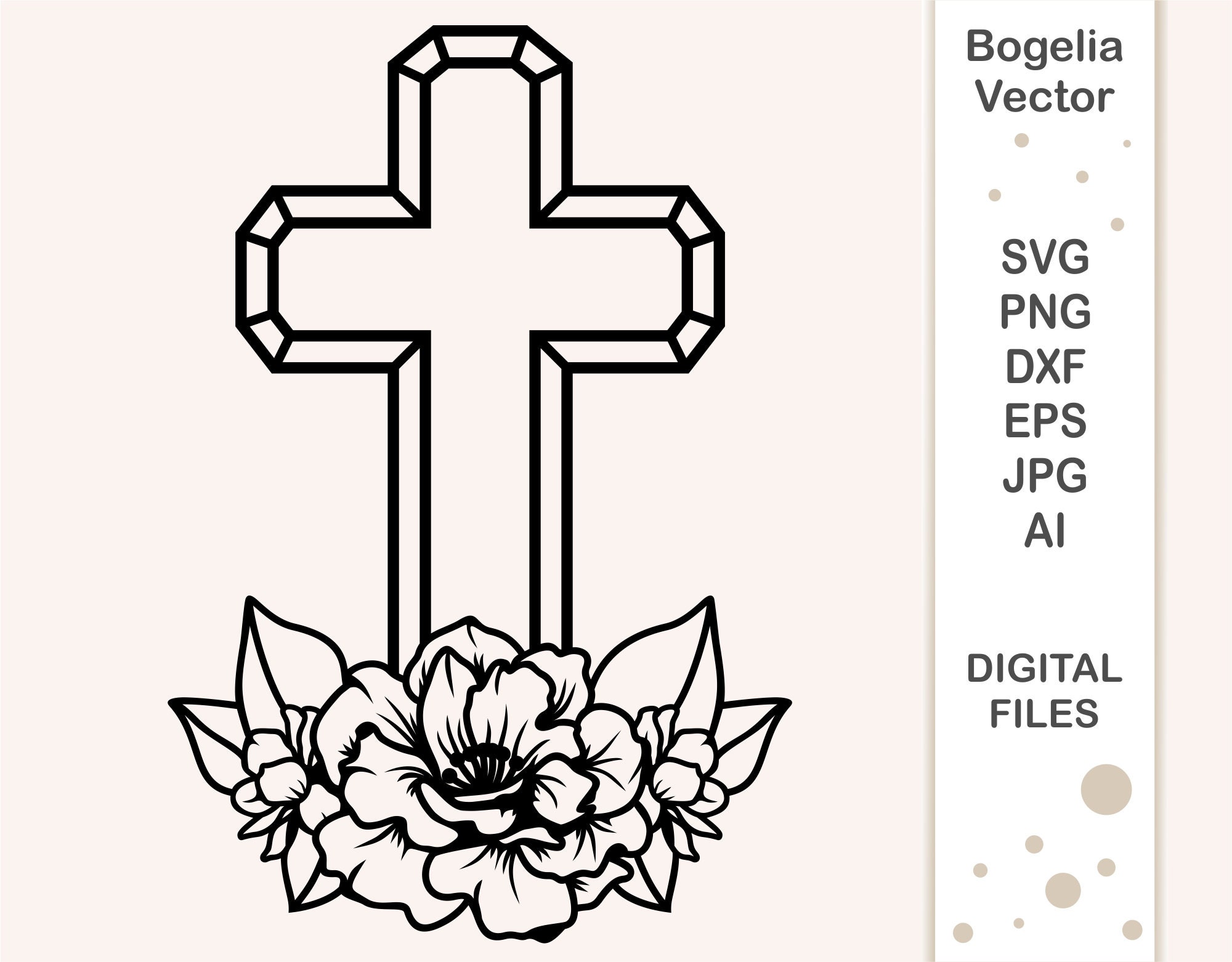 Floral Cross Svg Cross With Flowers Svg Svg Cut File - Etsy