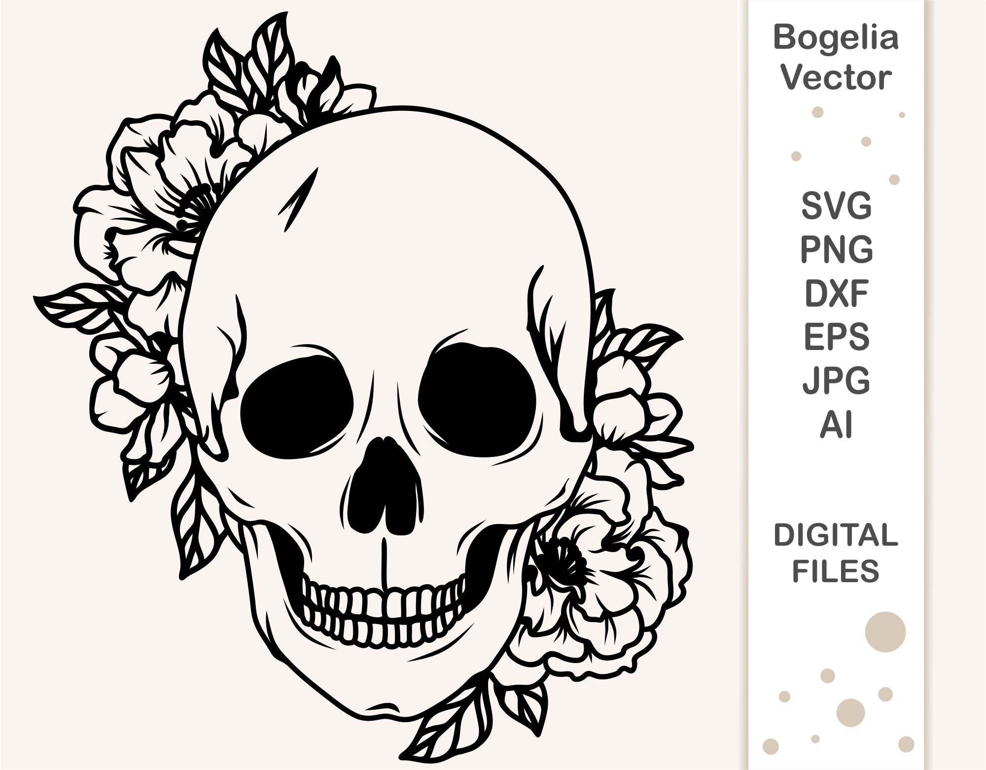 Floral Skull Svg Skull Cut File Skull Svg for Shirts Skull - Etsy