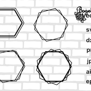 Hexagon Frame Svg, Frame svg, Frame cut file, Monogram Frame Svg, Double Frame Svg, Vector Bundle Frame, Geometric Frames, Cricut, Png