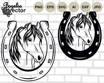 Horseshoe Svg, Horse Svg, Horseshoe Cut file, Vector, Shirts, Silhouette, Equestrian Svg, Cricut, Horse Head Svg, Farm, Horse Lover Png